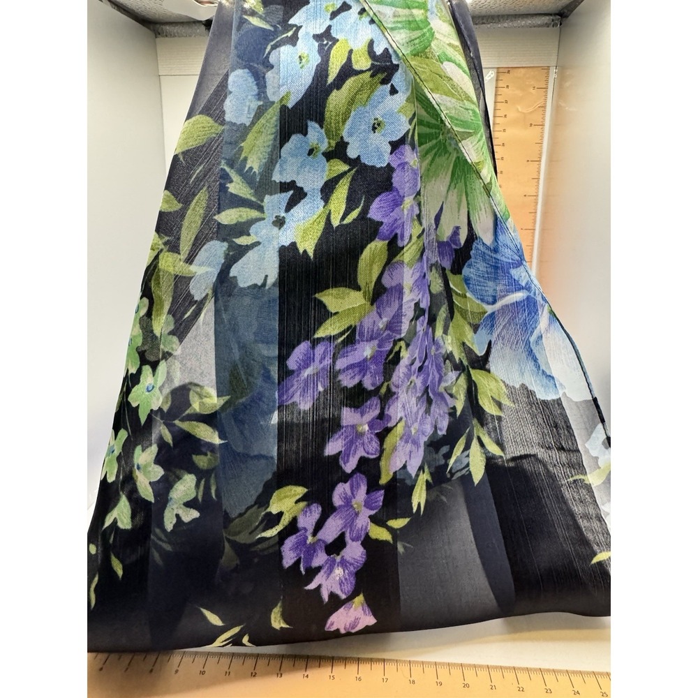 Blue Floral Scarf Made In India 65"x13x
